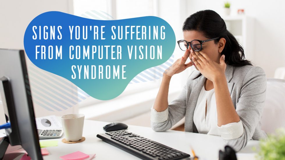 Signs You're Suffering From Computer Vision Syndrome, Woman Rubbing eyes at computer in frustration